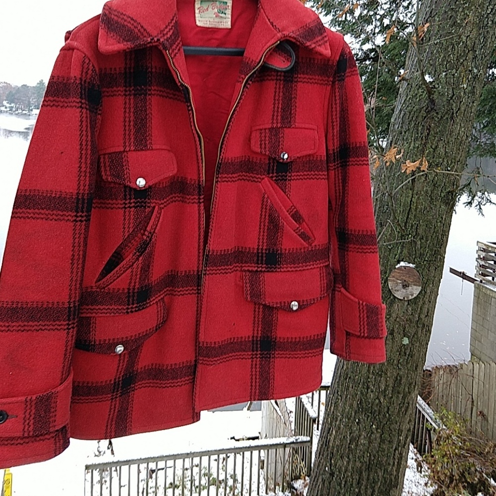 Vintage 1940s Red Badger Wool Mackinaw Coat 🏆HP